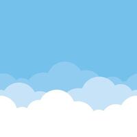 Cute bright blue cloud in the sky bottom border seamless pattern background. vector