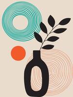 outline circle and vase Abstract art for decoration and collection, printable and easy to edit vector