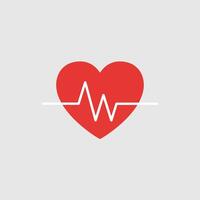 Heartbeat icon with red heart, white pulse, and health. vector