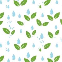 Leaves and Water Drops Pattern. vector