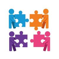 Teamwork Puzzle Solution Collaboration Icon. vector