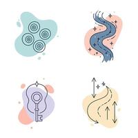 Abstract Icons Flow with Key, Spinner, and Growth. vector
