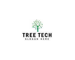 tree tech logo template. Innovative digital technology with molecule concept business icon. illustration. vector