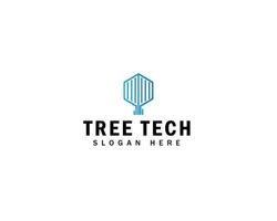 tree tech logo template. Innovative digital technology concept business icon. illustration. vector