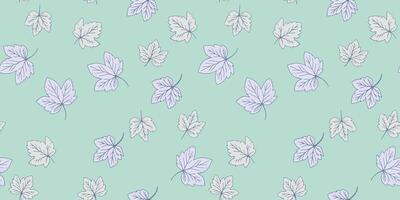 Minimalist seamless pattern featuring leaves on a soft, pastel green mint background. The simple elegant design is perfect for fabric, wallpaper, packaging, giving natural, stylish touch. vector
