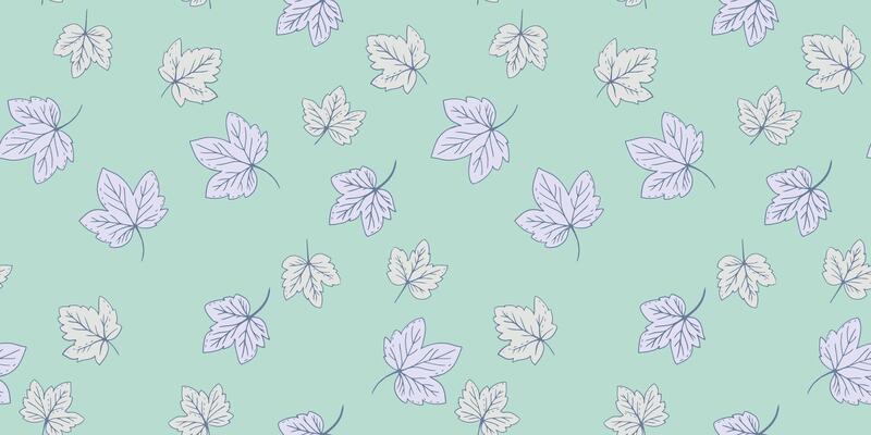Minimalist seamless pattern featuring leaves on a soft, pastel green mint background. The simple elegant design is perfect for fabric, wallpaper, packaging, giving natural, stylish touch.
