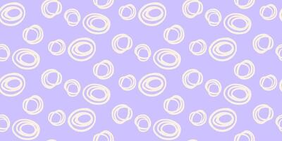 Seamless pattern with abstract hand drawn circles in on a pastel violet, purple background. Modern, bold, and stylish design, perfect for textiles, wallpapers, branding, and creative projects vector
