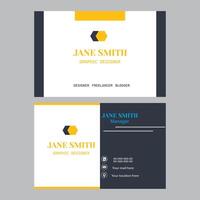 A business card with a yellow and black design vector