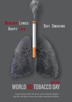 Poster campaign of World no tobacco day with Emphysema from smoking in human lung, wording of event and slogan on gray background. vector