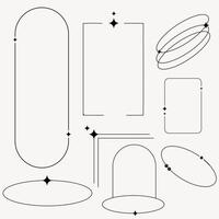 Line frame and sparkling light symbol on the frame. vector