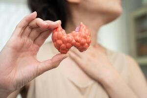 Hyperthyroidism, Overactive Thyroid, Thyroid Lymphoma, Asian woman with thyroid photo