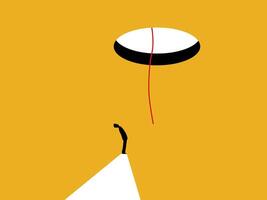 Businessman is helped by the heavens to escape from the pit vector