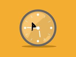 Looping work, Waste of time, People sitting sad on broken clock hands vector