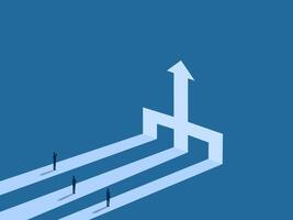 Businessmen from different backgrounds share the same path to the same destination vector