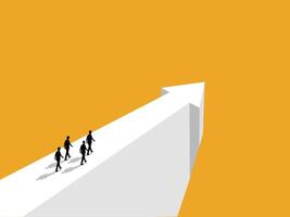 Businessman team walking on an arrow pointing in the direction of progress vector