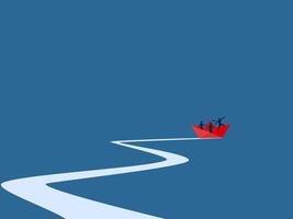Different Leader, Businessman team on paper boat sailing forward vector