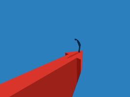 Businessman standing on the tip of an arrow pointing in the direction of progress vector
