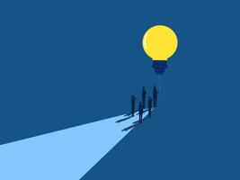 Guide the team, Businessman leader holding a balloon of wisdom light bulb shining light vector