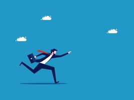 businessman running with briefcase and running to the goal vector
