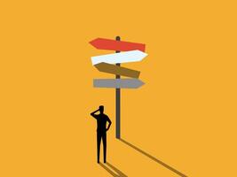 Choose a career, Businessman confused about choosing multiple signposts vector