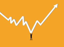 Problem Solving, Businessman Pushes Crisis Graph Up vector