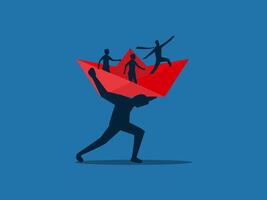 Businessman carrying people in the company vector