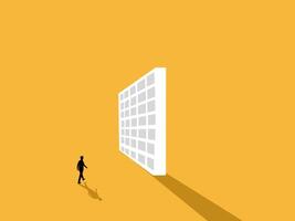 Obstacle, Business walks and meets a large wall blocking the way of the wall vector