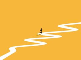 Businessman running long distances on a winding path vector