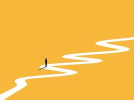 Businessman standing in the middle of a winding path vector