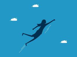 a businesswoman flying in the air with a briefcase vector