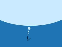 Think of solving a big problem, businessman thinks with a big bubble vector