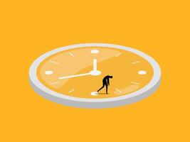 Sad businessman walks with his head down, while walking along the path and time vector