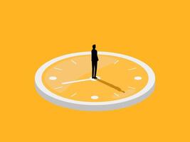 Decision, Time value, Businessman standing on a clock face vector