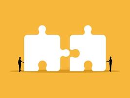 Make a connection, Two businessmen are solving puzzles vector
