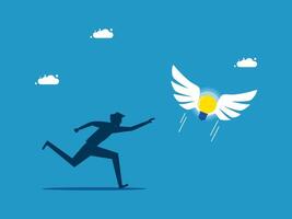man running with light bulb and winged angel concept vector