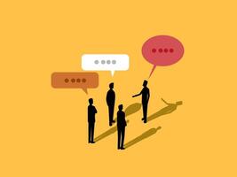 Business team discussing work in meeting using speech bubbles vector