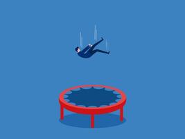 man falls down and is supported by a trampoline vector