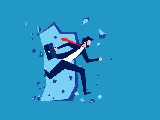 running through a broken wall