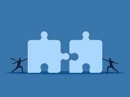 Merge, Two businessmen are solving puzzle symbols vector