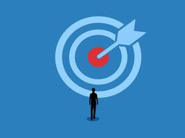 Goal Achievement, Businessman walking towards a large target vector