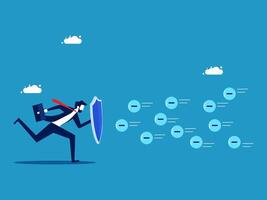 running with a shield and a cloud of data vector