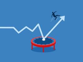 Achievement ,Businessman Jumping Using Trampoline With Arrow vector