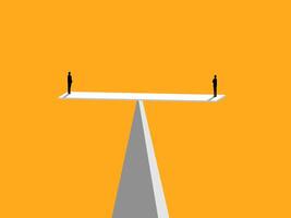 two people stand on a balance beam with one on top and one on the bottom vector