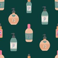Colorful Pattern of Cosmetic Bottles and Beauty Products. Endless Textures for Your Design vector