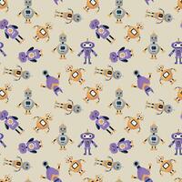 Colorful Robot Pattern Design. Designs for fabric, textiles, wallpaper vector