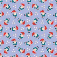 Playful gnome pattern on blue background. Design for fabric, textile, wallpaper, packaging vector