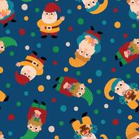 Festive Gnome Pattern on Blue Background. Endless textures for your design vector