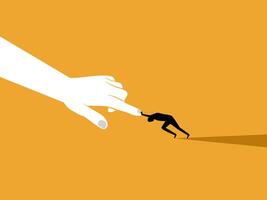 Fighting with the powerful, Businessman is pressed by the manager fingers vector