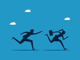 man and woman running away from each other vector