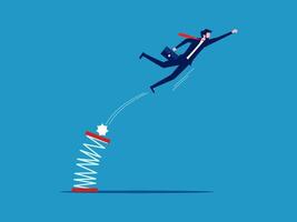 man is jumping off a spring and falling into a hole vector